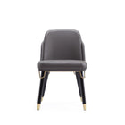 Manhattan Comfort Estelle 20.08" Modern Faux Leather Upholstered Dining Chair - Pebble and Black - Set of 2-Standard 4-Leg Base