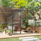 Outsunny - serre en polycarbonate 6 pi x 8 pi x 6,5 pi avec porte coulissante- Structure robuste en alliage d’aluminium pour une utilisation à long terme  
