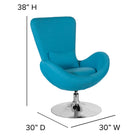 Chaise d’appoint salon-réception de série Egg en tissu turquoise (CH-162430-AQ-FAB-GG)-Mousse ignifuge CA117