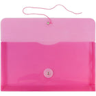 JAM Paper - Enveloppes #10 en plastique/poly, 5 1/4 po x 10 po, fermeture avec bouton et ficelle, fuchsia, paq./24-Rose