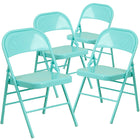 Flash Furniture HERCULES COLORBURST Series Tantalizing Teal Triple Braced & Double Hinged Metal Folding Chair-300 lb. Weight Capacity