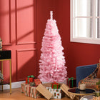 HOMCOM 5' Artificial Christmas Tree with Auto Open - Pink-Branches can be opened automatically for easy assembly 