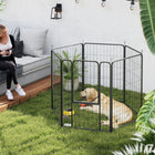 PawHut 6-Panel Foldable Dog Playpen with Door & Strap - 39" H-Suitable for both indoor and outdoor
