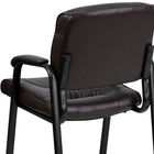Flash Furniture – Chaise de réception/d’invité en cuir avec une structure finie noire, brun-Appui-bras rembourré