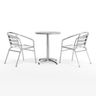 Flash Furniture – Table ronde de 23,5 po en aluminium avec 2 sièges à traverses, intérieur/extérieur (TLH24RD017BCHR2)-Assemblage nécessaire