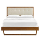 Modway Willow Wood Queen Platform Bed with Angular Frame - Walnut Beige-Wood Slat Support System