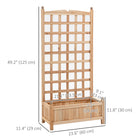 Outsunny - jardinière surélevée en bois - 24 po L x 12 po l x 49 po H - avec treillis-Comprend une boîte en bois et un panneau arrière en treillis pour mettre en valeur les plantes
