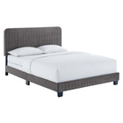 Modway Celine Channel Tufted Performance Velvet Full Bed - Grey-Channel Tufted Headboard