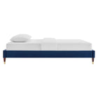 Modway Harlow Performance Velvet Queen Platform Bed Frame - Navy-Wood Slat Support System