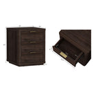 Manhattan Comfort Evelyn 20" Modern 3-Drawer Nightstand 2-Piece Set - Brown-Smooth Rounded Edges Add a Modern Charm and Enhance Safety