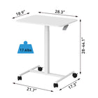 ShoppingAll Pneumatic Height Adjustable Mobile Sit-Stand Desk Laptop Computer Cart - White-MOBILE ROLLING DESK: Smooth Gliding Mobility With Four Caster Wheels (2 Casters With Locking Mechanism).