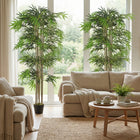 Outsunny 6' Artificial Bamboo Tree in Pot with 1530 Leaves - Green - 2 Pack-Low maintenance required 