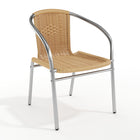 Flash Furniture – Chaise commerciale empilable en aluminium et en rotin beige, int/ext (TLH-020-BGE-GG)-Chaise de café empilable