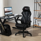 Vinsetto - Chaise de jeu de bureau inclinable avec repose-pieds - noir-Dossier inclinable jusqu’à 135 degrés avec repose‑pieds rétractable