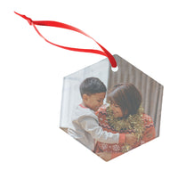 Staples Print Frosted Glass Ornament-Satin ribbon included