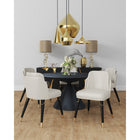 Manhattan Comfort - Chaise de salle à manger moderne Estelle 51 cm en similicuir crème et noir-Cadre en bois massif avec pieds évasés