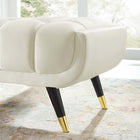 Modway Adept 60" Performance Velvet Bench - Ivory-Splayed Black Birchwood Frame