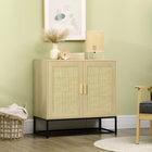 HOMCOM 31.5" L Wood Sideboard - Natural Wood-Anti-tipping straps on the back for added security