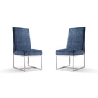Manhattan Comfort - Lot de 2 chaises de salle à manger modernes Element 19,68 po en velours bleu-Chaise de salle à manger moderne parfaite pour la salle à manger et le salon d’appoint Lot de 2