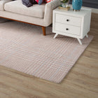 Modway Kaja Abstract Plaid Area Rug - 5 ft W x 8 ft L - Ivory Cameo Rose/Light Blue-Protect Floors From Traffic/Furniture