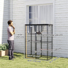 PawHut - Enclos extérieur pour chat, cage en métal avec toit, 4 plateformes-Housse imperméable et résistante aux UV pour protéger les chats des intempéries 