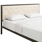 Modway Mia Fabric King Bed - Brown Beige-Does not require a box spring