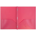 JAM Paper Plastic 2 Pocket School POP Folders - Assorted Primary Colours - 12 Pack-Our two-pocket POP Folders with prongs are durable, made with smooth & sturdy plastic, and have a business card slot on the right side