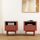Manhattan Comfort Ella 39.4" Modern Nightstand 2-Piece Set - Terracotta-Includes 1 Open Shelf and 1 Full Extension Drawer with a Raised Semicircle Front Design