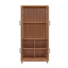Manhattan Comfort Jodie 31" Mid-Century Modern Bookcase - Maple - Set of 2-Cleaning: Dust with a soft, dry cloth or use a microfiber cloth. For deeper cleaning, use a wood-specific cleaner and polish. Avoid: Harsh chemicals, excessive moisture, or abrasive cloths. Care: Keep out of direct sunlight and away from extreme heat or cold to prevent warping or fading. Protection: Use felt pads under objects to prevent scratches. Clean up spills immediately