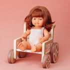 Miniland - Accessoire de poupée en fauteuil roulant en bois-Parfait pour jouer en classe, à la maison et à l'extérieur