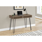 Monarch Specialties 7772 40" Computer Desk - Dark Taupe/Black Metal-Metal base featuring black metal hairpin leg for maximum stability