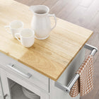 Modway Culinary Kitchen Cart With Towel Bar - White Natural-Nylon Casters With Side Lock Brakes