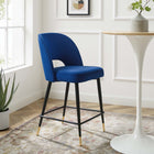 Modway Rouse Performance Velvet Counter Stool - Navy-Stain-Resistant Performance Velvet
