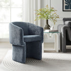 Modway Verity Barrel Back Chenille Dining Armchair - Slate Blue-Non-Marking Floor Glides