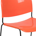 Flash Furniture HERCULES Series Orange Ultra-Compact Stack Chair with Black Powder Coated Frame-Ergonomically Contoured Orange Plastic Back and Seat