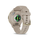 Garmin - Venu 3S - 41mm Lunette en acier inoxydable Soft Gold avec boîtier et bracelet en silicone lin-Taille physique 41 x 41 x 12 mm; Convient aux poignets d'une circonférence de 110 à 175 mm