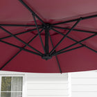 Outsunny 10' Cantilever Patio Umbrella with 360°Rotation, Crank, Tilt, Cross Base, 8 Ribs, Air Vent - Red-Made of quality polyester fabric and a powder-coated metal frame for stability