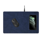 General Supply Goods + Co - Tapis de souris en similicuir PU avec chargeur Qi - Bleu Marin-Alimentation de sortie : 5 W/7,5 W/10 W