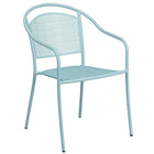 Table de jardin carrée de 35,5 po en acier bleu ciel et 4 chaises au dossier rond, intérieur/extérieur [CO-35SQ-03CHR4-SKY-GG]-4