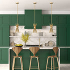Hudson&Canal Andromeda 7" Wide Starburst Pendant with Metal Shade - Brass/Brass-Includes an adjustable 8 ft. cord, compatible with existing dimmer switches, bulbs not included