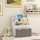 Qaba Kids Bookshelf with 3 Tier Display Shelves, Drawer for Nursery - Grey-Anti-tip device and smooth surfaces enhance child safety
