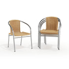 Flash Furniture 4 pièces - Chaise empilable de restaurant commerciale pour intérieur et extérieur en aluminium et rotin beige-Appuis-Bras intégrés
