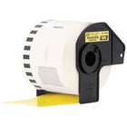 Brother - Ruban en papier amovible Brother P-Touch, 2,44 po (L) x 100 pi(L) - noir sur fond jaune-Technologie d’impression : Impression thermique directe
