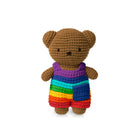 Just Dutch Boris Handmade Bunny Plush Toy - Rainbow Overall-Charming handmade plush toy features Boris the bear dressed in a classic hand-crocheted school uniform
