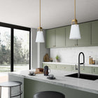 Modway Aspire Pendant Light - White/Satin Brass-Ceiling Canopy With Swivel Adaptor
