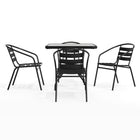 Table carrée de 31,5 po en verre/métal et 4 chaises empilables noires en aluminium avec dossier à lattes (TLH-0732SQ-017CBK4-GG)-5