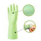 SHOWA - Gant de vaisselle à poignée en PVC gaufré - Doublure ultra-douce en rayonne/coton floqué - Vert - Taille L - Lot de 2-Doublure en rayonne/coton floquée