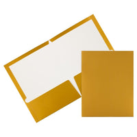 JAM Paper Glossy Two Pocket Presentation Folders, Gold, 100 Pack (385GGOB)-Gold