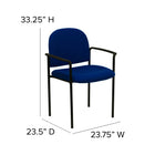 Flash Furniture Comfort Navy Fabric Stackable Steel Side Reception Chair with Arms-Two Cross Braces support seat