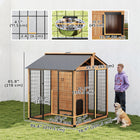 PawHut - Niche pour chien très grande, chenil en bois avec armoire de rangement - jaune-La disposition à double zone offre à la fois une pièce abritée et un espace en plein air 
